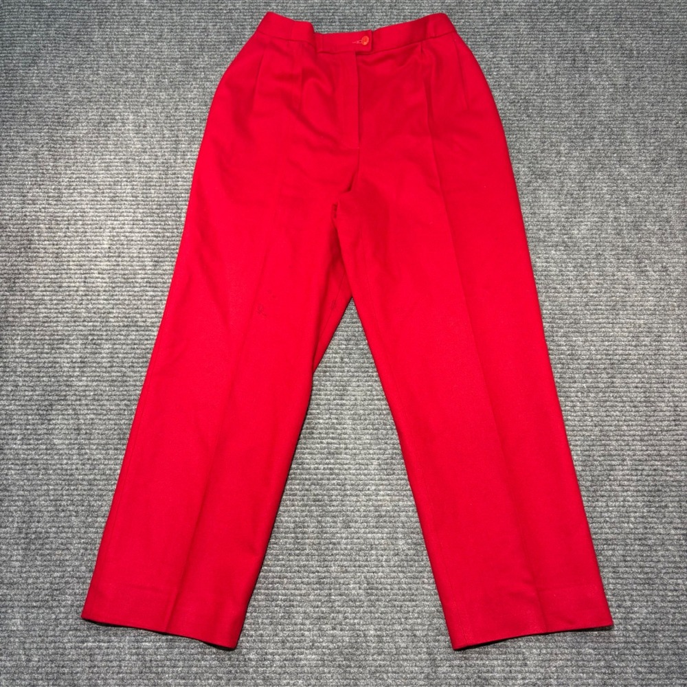 Pendleton Vintage Red 100% Virgin Wool High Waisted Pants Petite 6 Made in USA